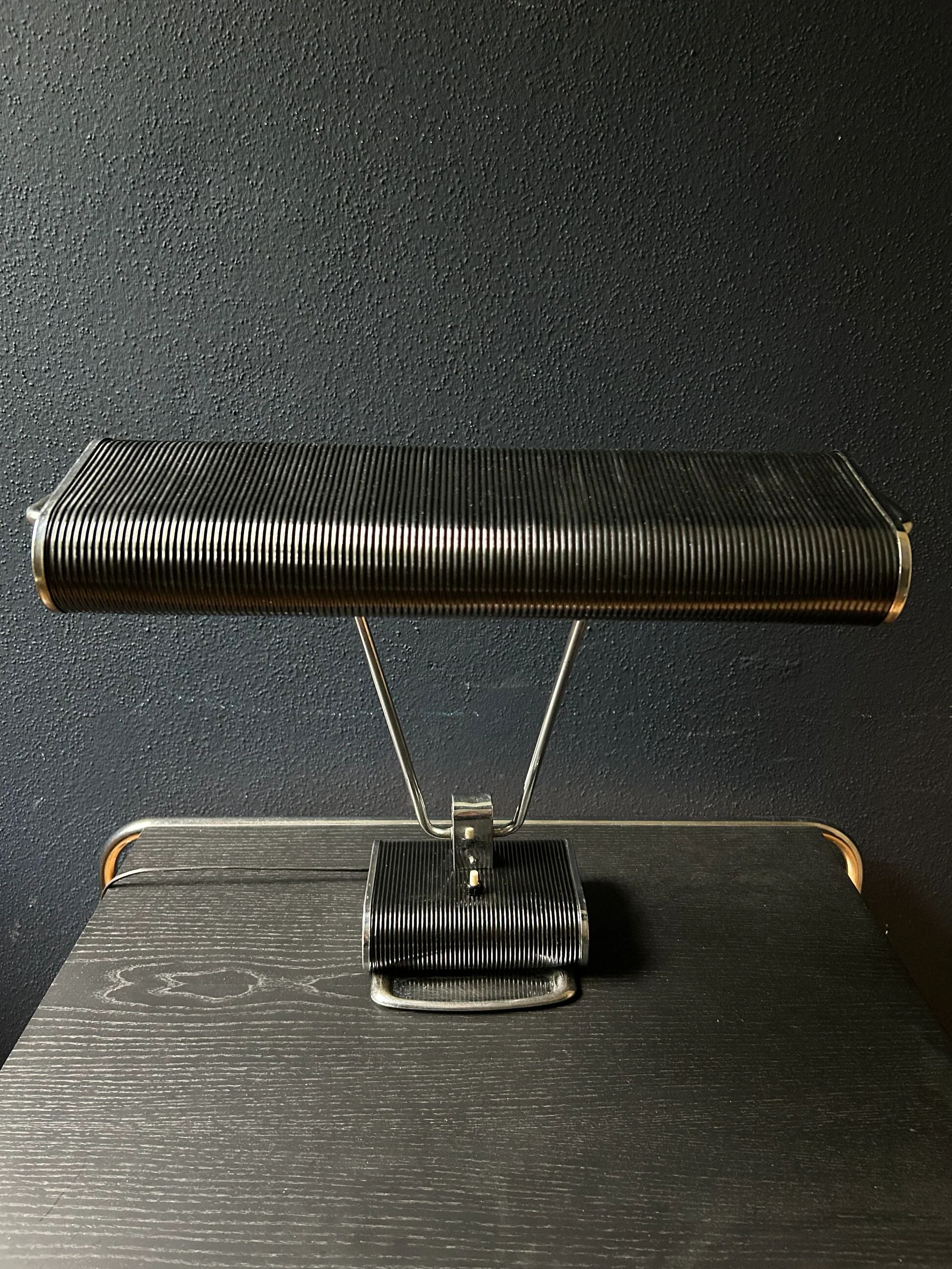 Black and chrome desk lamp model 71 by JUMO, France, 1960s.