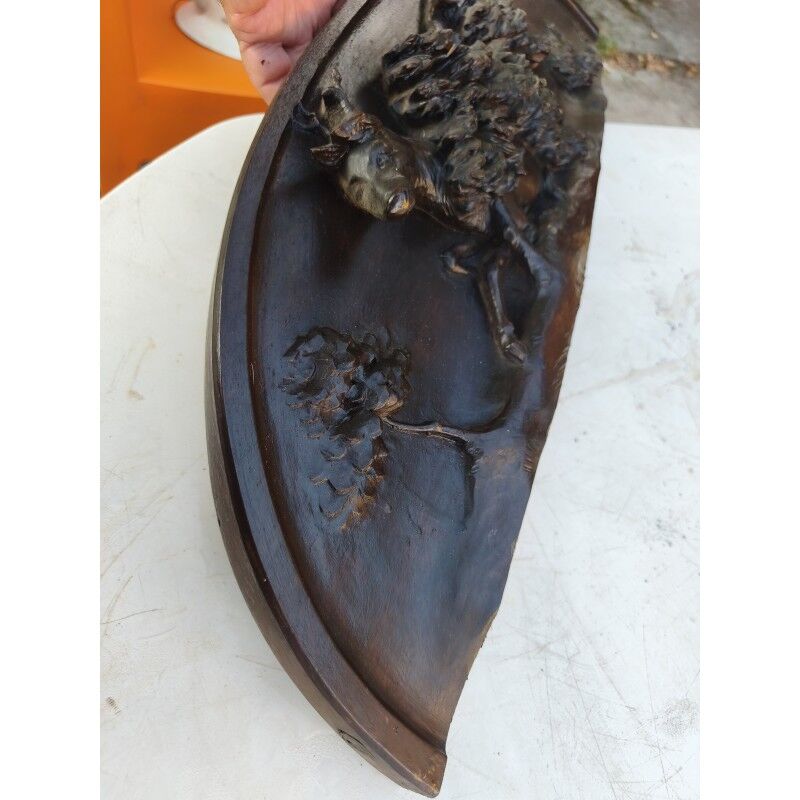 Dark oak relief sculpture 19th century