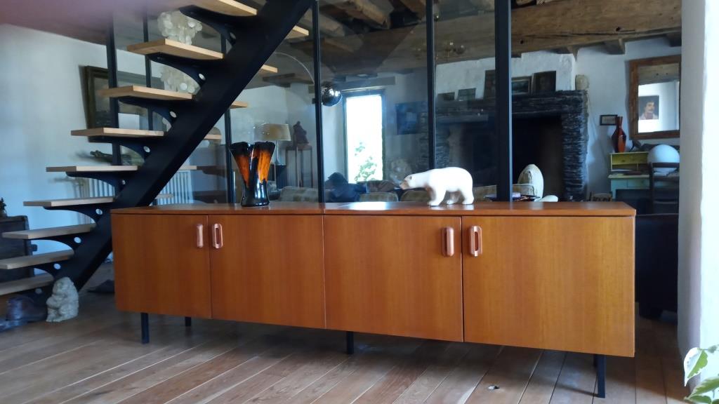 Teak veneer sideboard