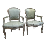 Pair Louis XV style convertible armchairs