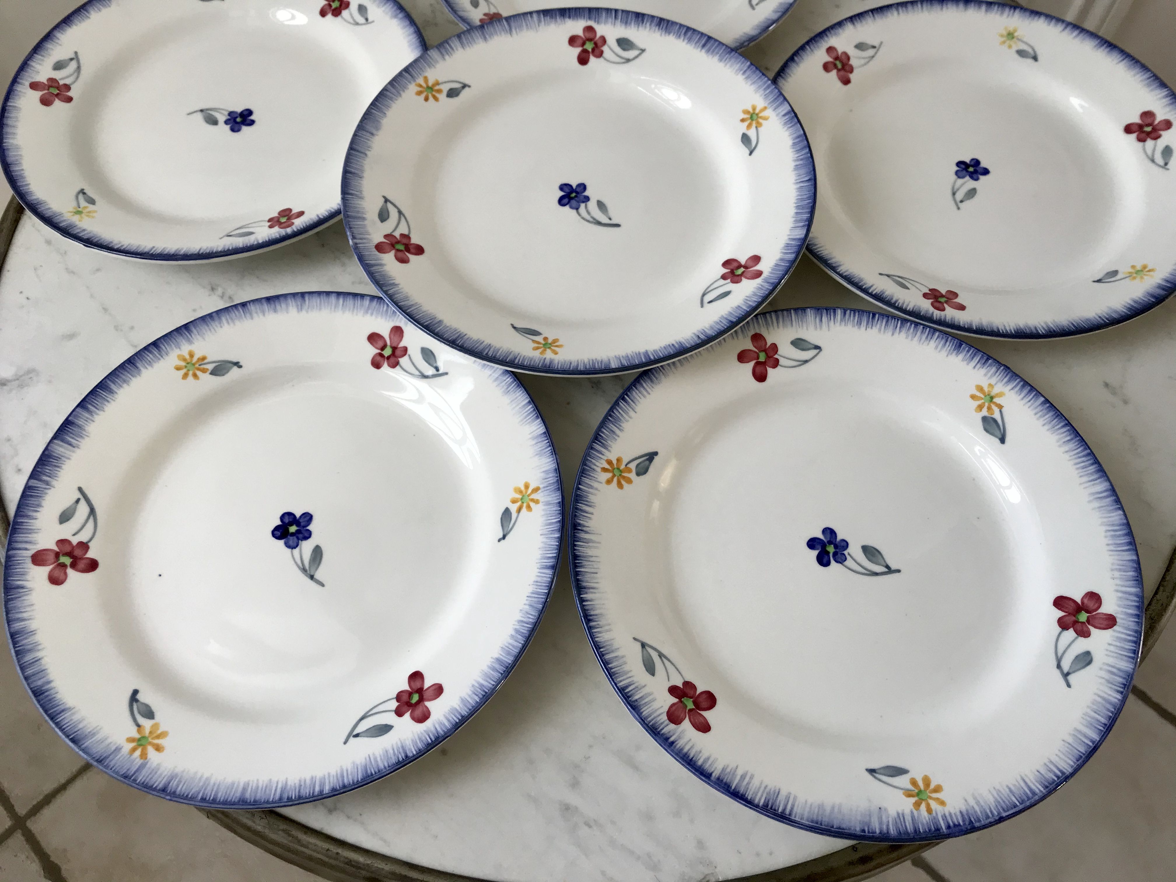 Set of 6 dessert plates Digoin Sarreguemines, years 30-40