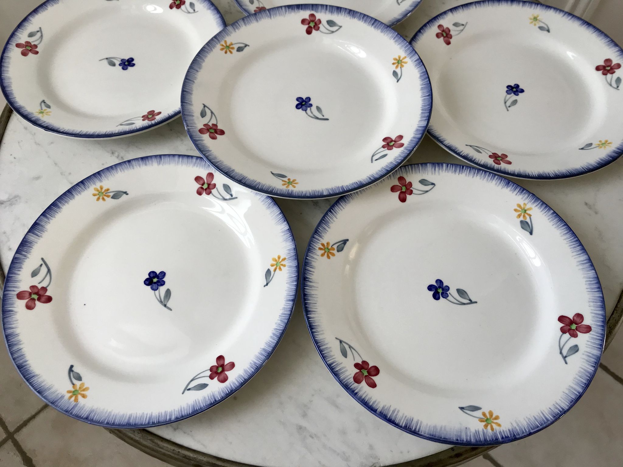 Set of 6 dessert plates Digoin Sarreguemines, years 30-40