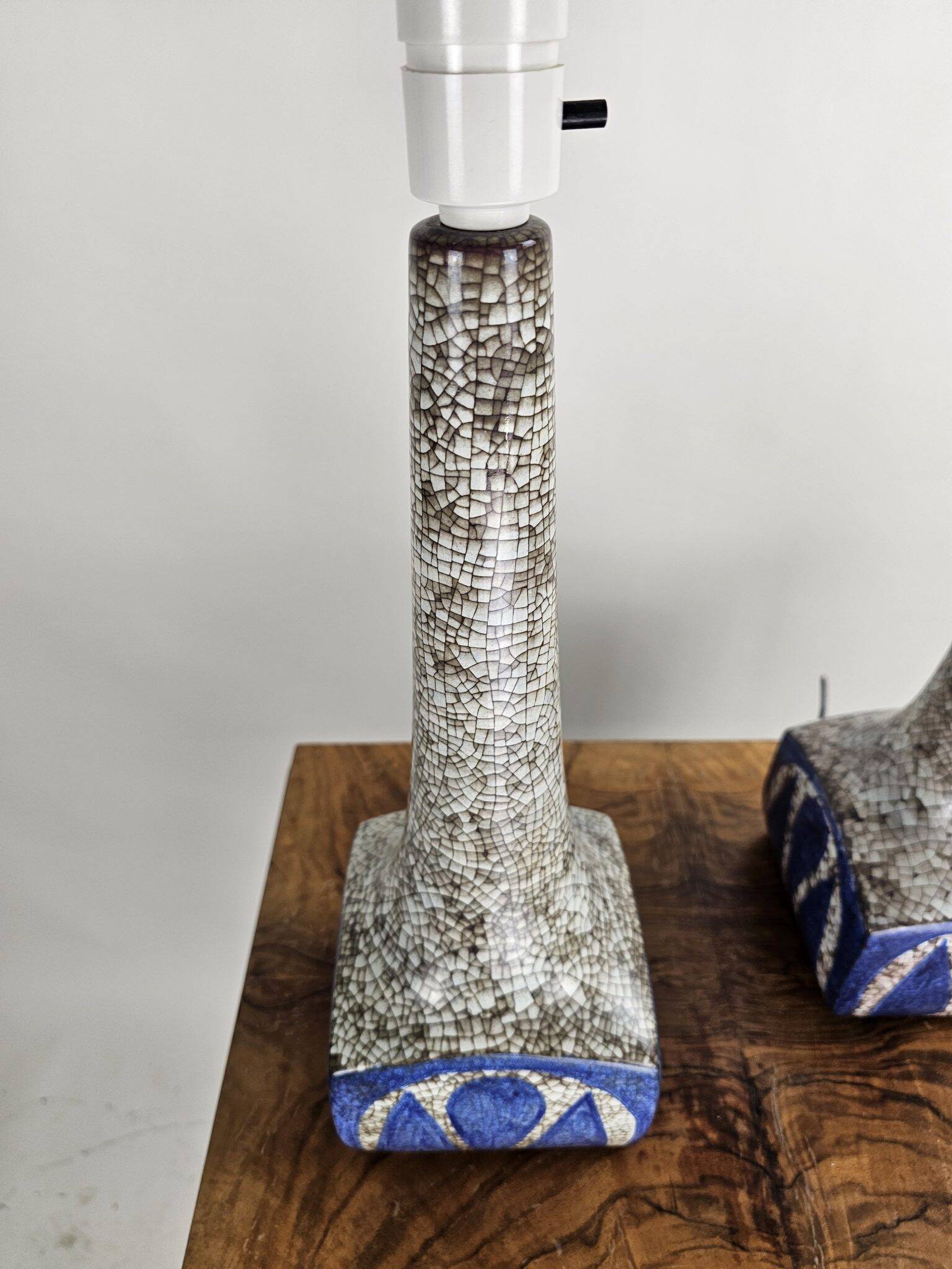 Danish table lamps in blue glaze by Marianne Starck for MA&S 1960s, set of 2