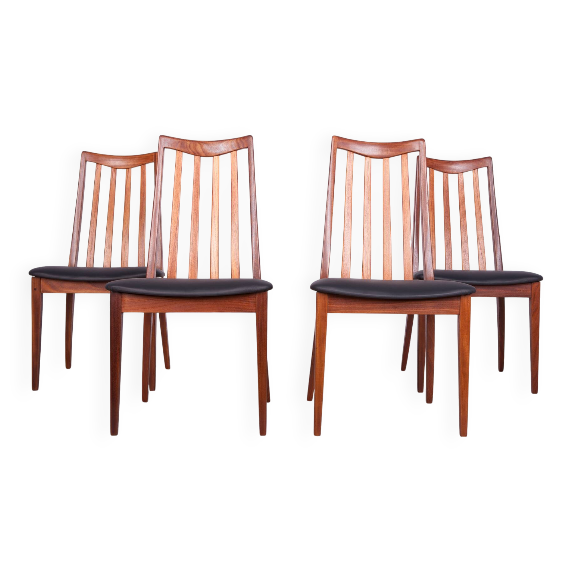 Vintage Teak & Leather Dining Chairs by Leslie Dandy for G-Plan, 1960s, Set of 4