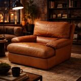 Vintage loft leather armchair DUVIVIER