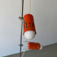 Three-spot floor lamp, Italian design, chrome and vintage orange.