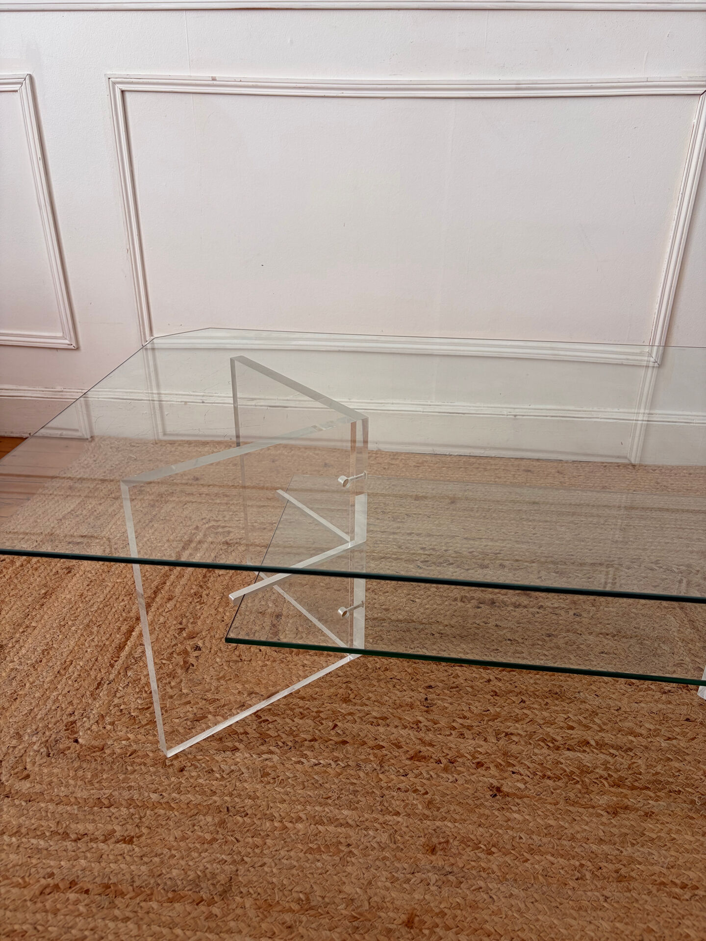 Vintage Plexiglass and glass coffee table