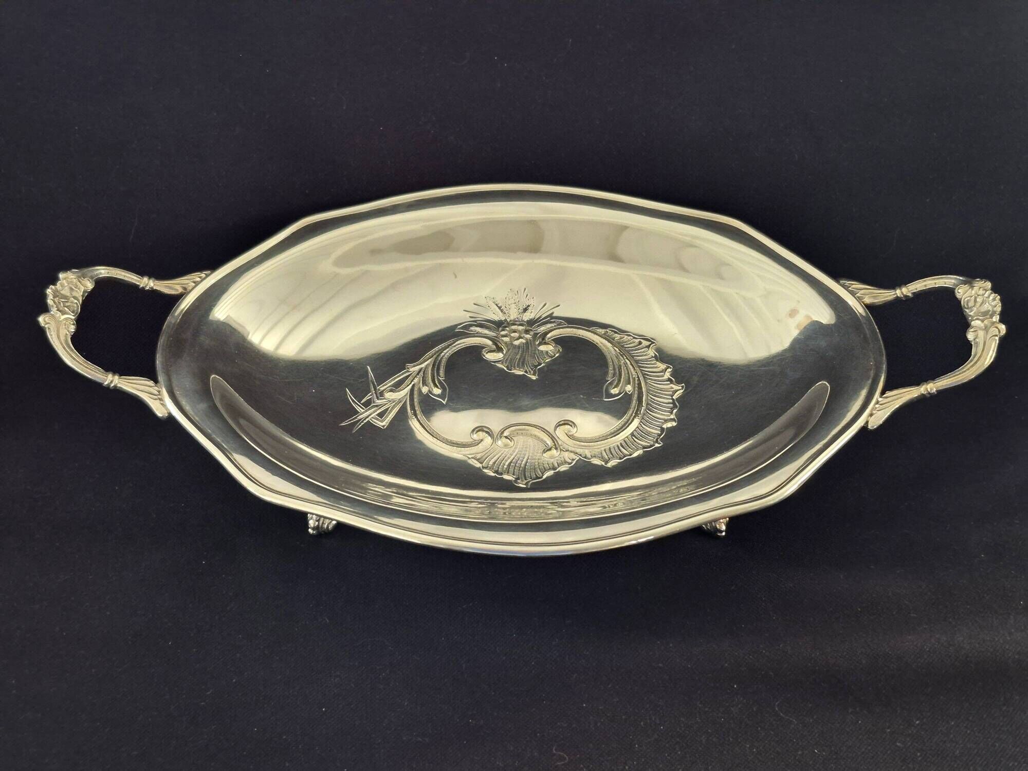 Large silver-plated metal basket Roux-Marquiand – Superb rococo decoration –