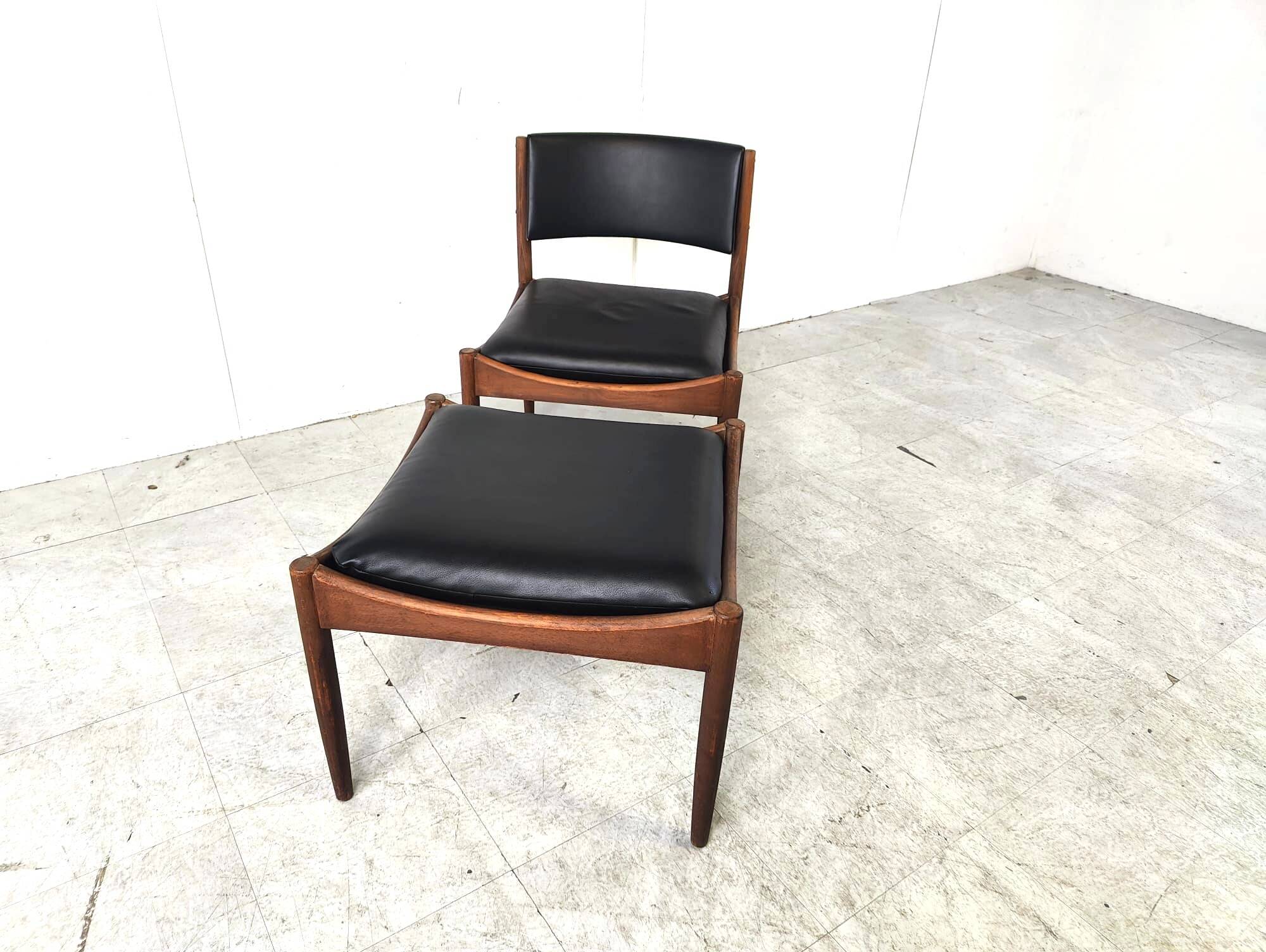 Mid century Scandinvian lounge chair with stool, 1960s
