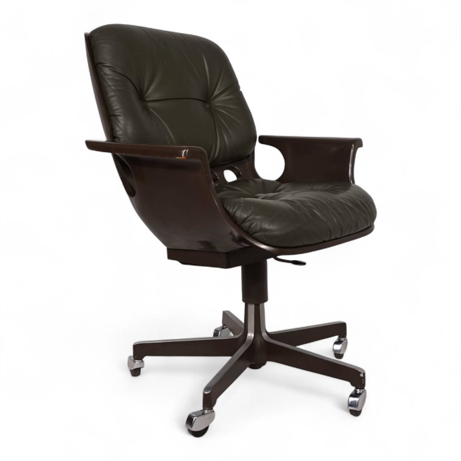 Stoll Giroflex 7112 Space Age leather office chair by Martin Stoll, 1970