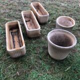 Set of 5 round and rectangular planters