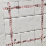 antique red and white table service "DB" tablecloth 1.55m x 2.20m and its 12 napkins