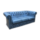 English Chesterfield 3-seater sofa in blue leather from the 1980s