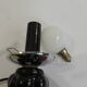 Vintage 1970s statue lamp – Black figurine in Art Deco style, opal ball.