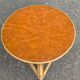 Table basse vintage ronde cuir rotin et bambou