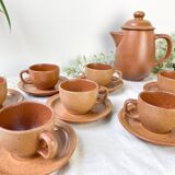 Vintage speckled stoneware coffee set Sarreguemines France from the 1950s