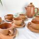 Vintage speckled stoneware coffee set Sarreguemines France from the 1950s