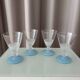 Set of 4 Vintage Frosted Blue & White Cocktail / Water Glasses