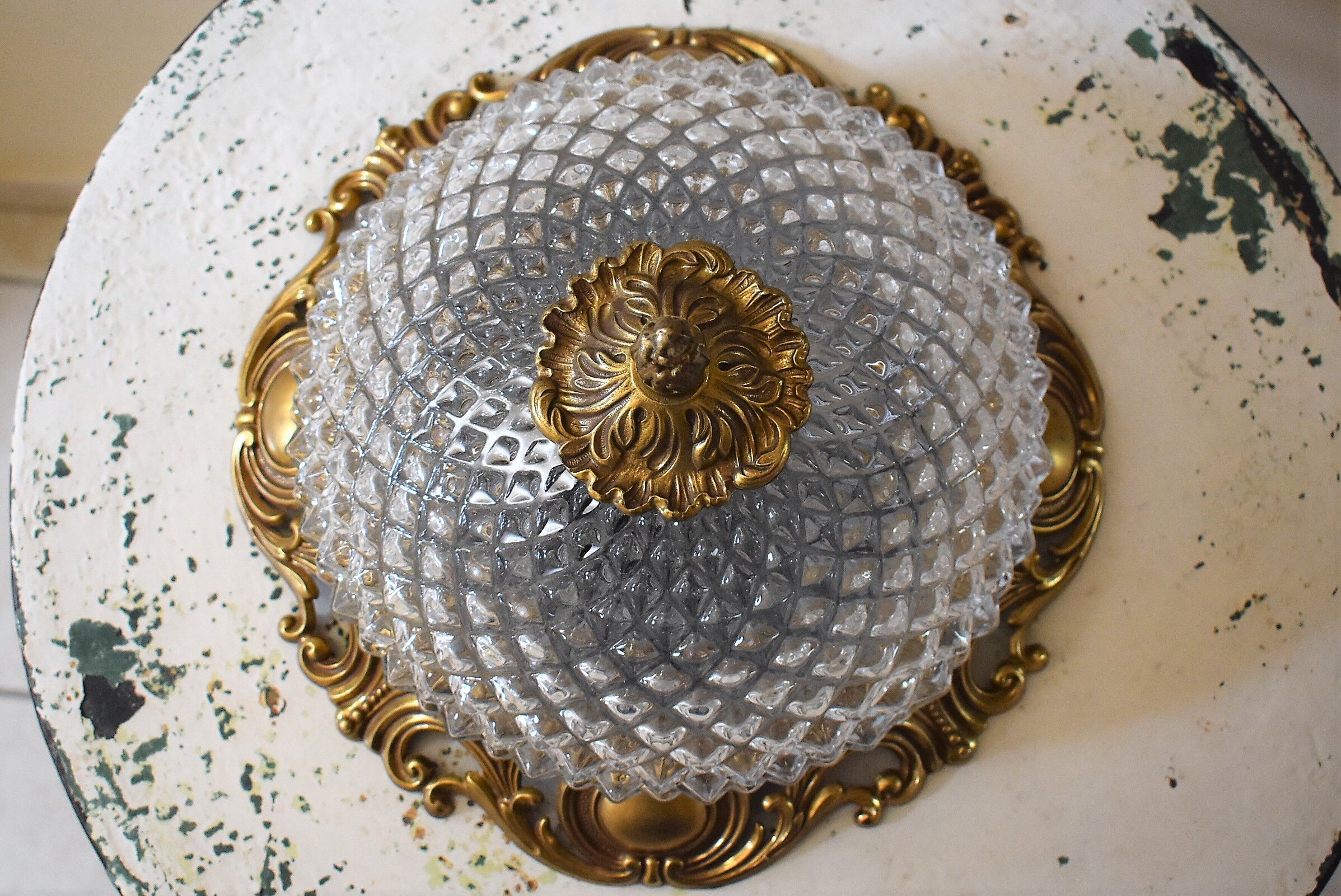 Ceiling lamp brass and vintage glass Foundry Ghidini