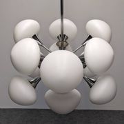 Sputnik chandelier with 12 frosted glass lights, Italy circa 1970.
