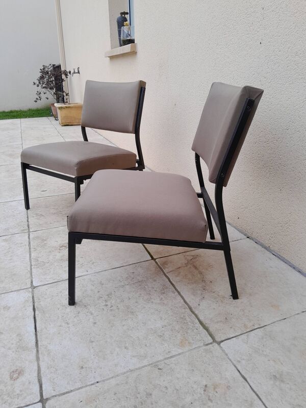 Paire de chauffeuses fauteuils vintage année 50 60