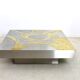 Table basse en acier inoxydable et laiton par Jean Claude Dresse