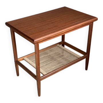 Vintage teak and rope magazine rack coffee table