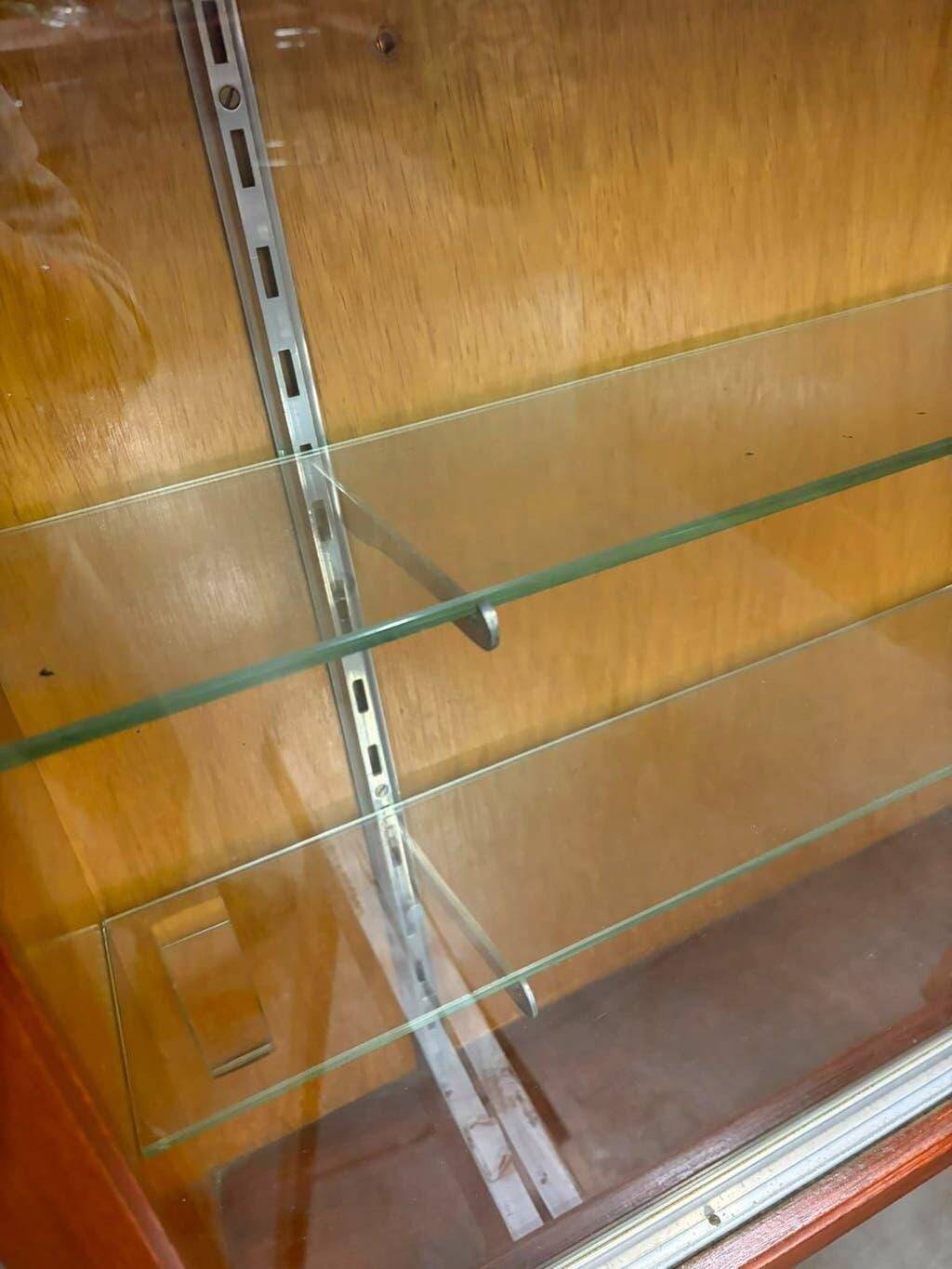 Vintage wall display cabinet in shallow wood / wall cabinet / shelf