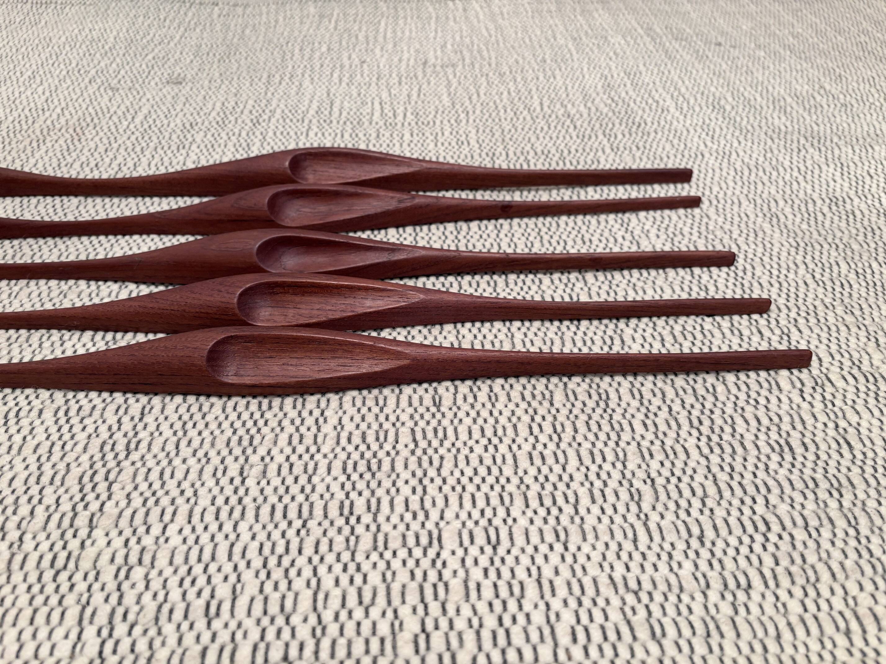 Set of five teak bird wall art, Denmark, 1960s