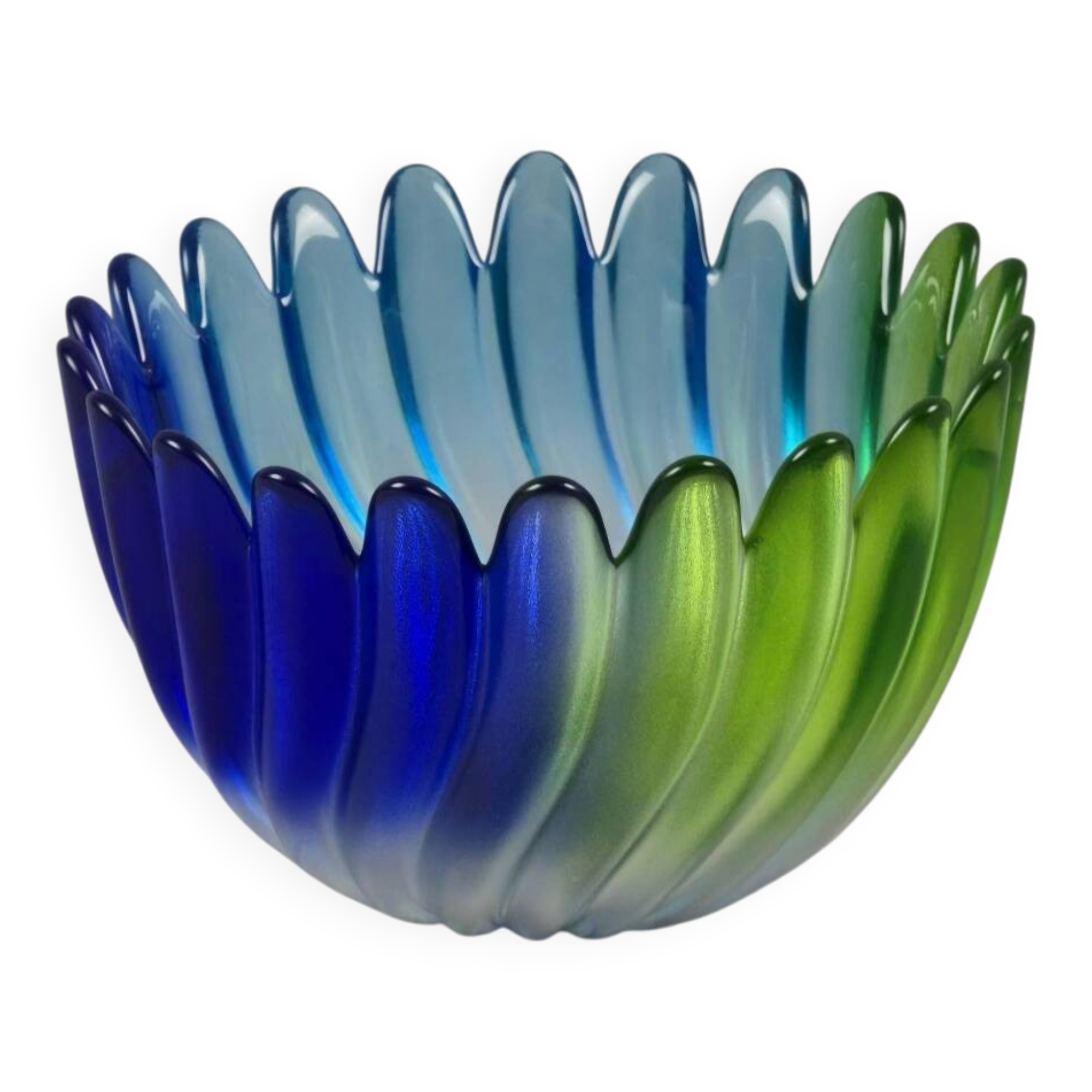 Vintage 1980s Walther Glas 'Solaris' Art Glass Swirl Bowl.