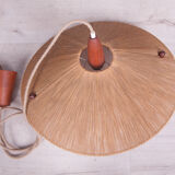 Ceiling Lamp in Teak and Sisal from Temde, 1960s
