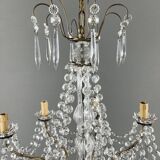 Lustre à pampilles en cristal et bronze, XXe siècle