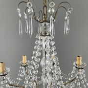Crystal and bronze chandelier, 20th century