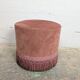 Pouf rond velours vieux rose à franges