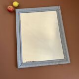 Antique mirror with gray wooden frame