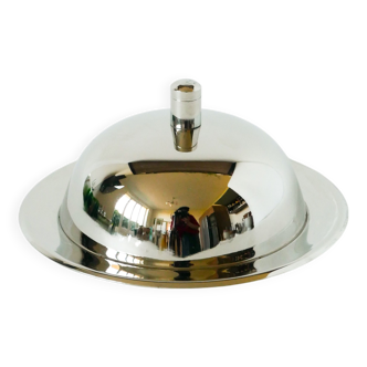 Boîte en inox / beurrier, intérieur en verre simple, Design, 1970