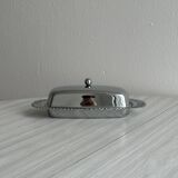 Metal butter dish with glass tray