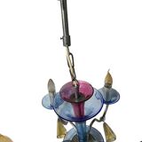 Chandelier in metal and colored glass