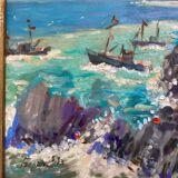 Oil painting on canvas / cardboard signed dimensions: height -37cm - width -43