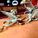 Pair of winged dragon bronze candlesticks Napoleon III 19th century