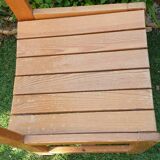 Fauteuil chaise vintage en pin années 70