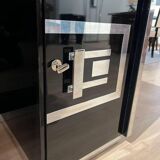 Art Deco Desk in Black Lacquer, Walnut & Metal, France, 1930s-1940s