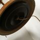 Wood and brass floor lamp