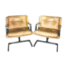 Pair of Raphael Raffell sand leather armchairs