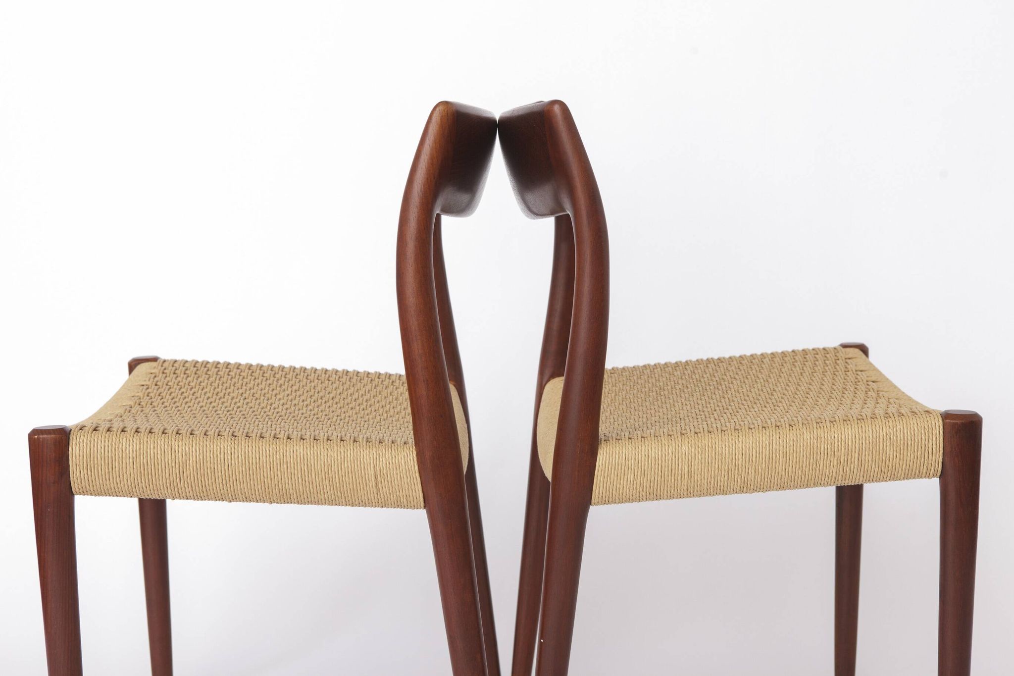 Set of 4 Niels Møller Model 77 Chairs Dark Teak Danish Cord 1950s Danish