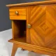 Pair of vintage mid-century modern wooden bedside tables / nightstands, 60 × 54 × 30 cm