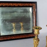Mirror & its frame Napoleon III all original black & imitation SB magnifying glass