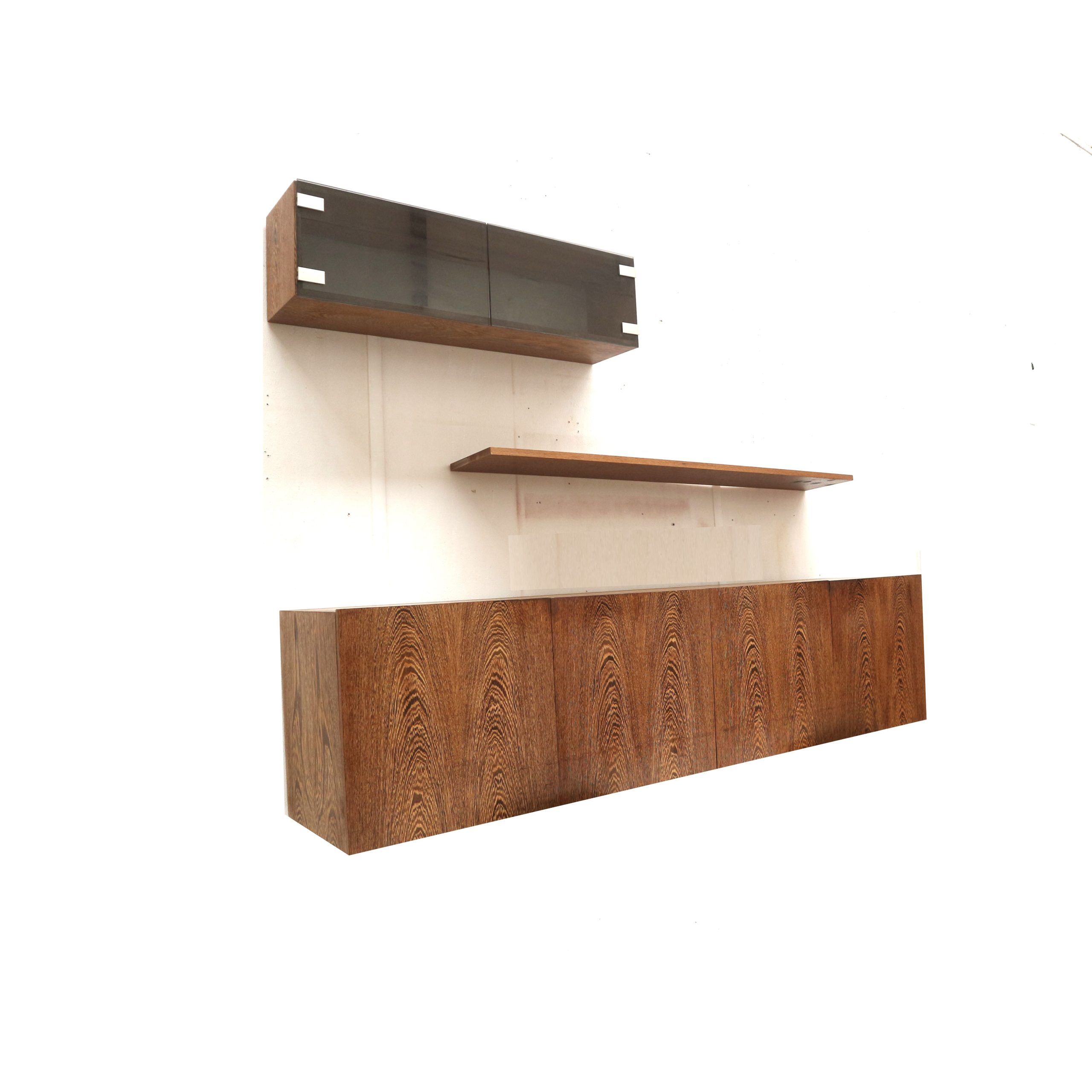 Vintage wall-mounted wengé sideboard by Banz Bord, 1970s