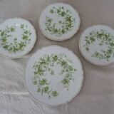 6 flat plates and 1 round dish haviland limoges with green and gold horn