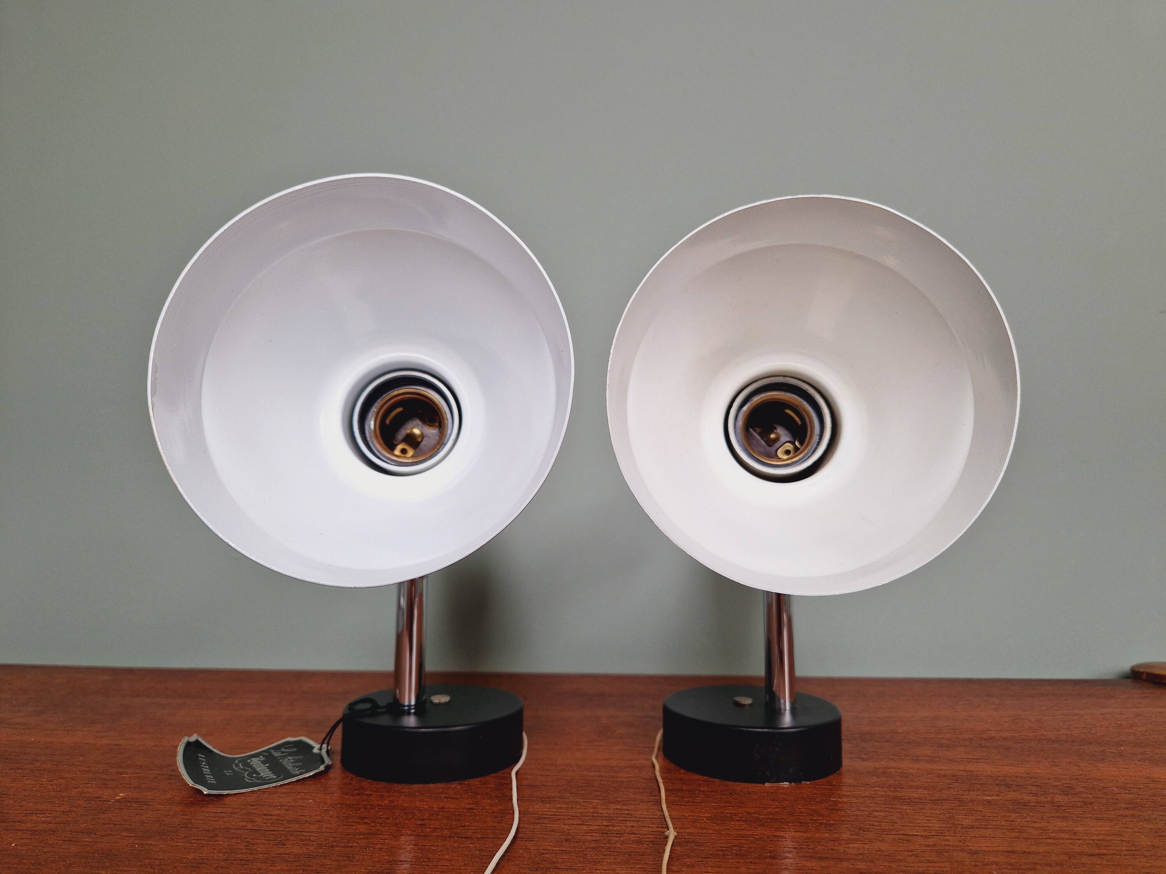 Pair of chromed metal wall lights, Boulanger, 1970s
